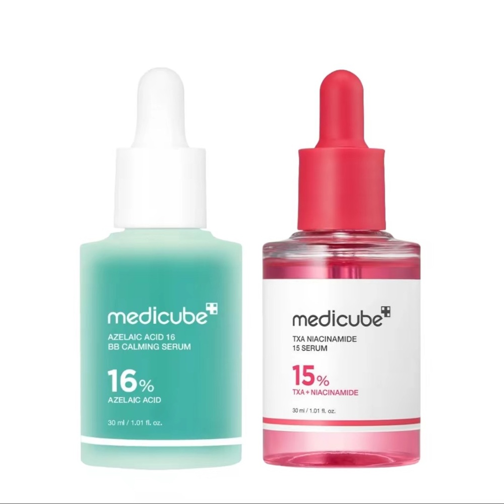 Green and Red Skincare Serum and Face Oil Set